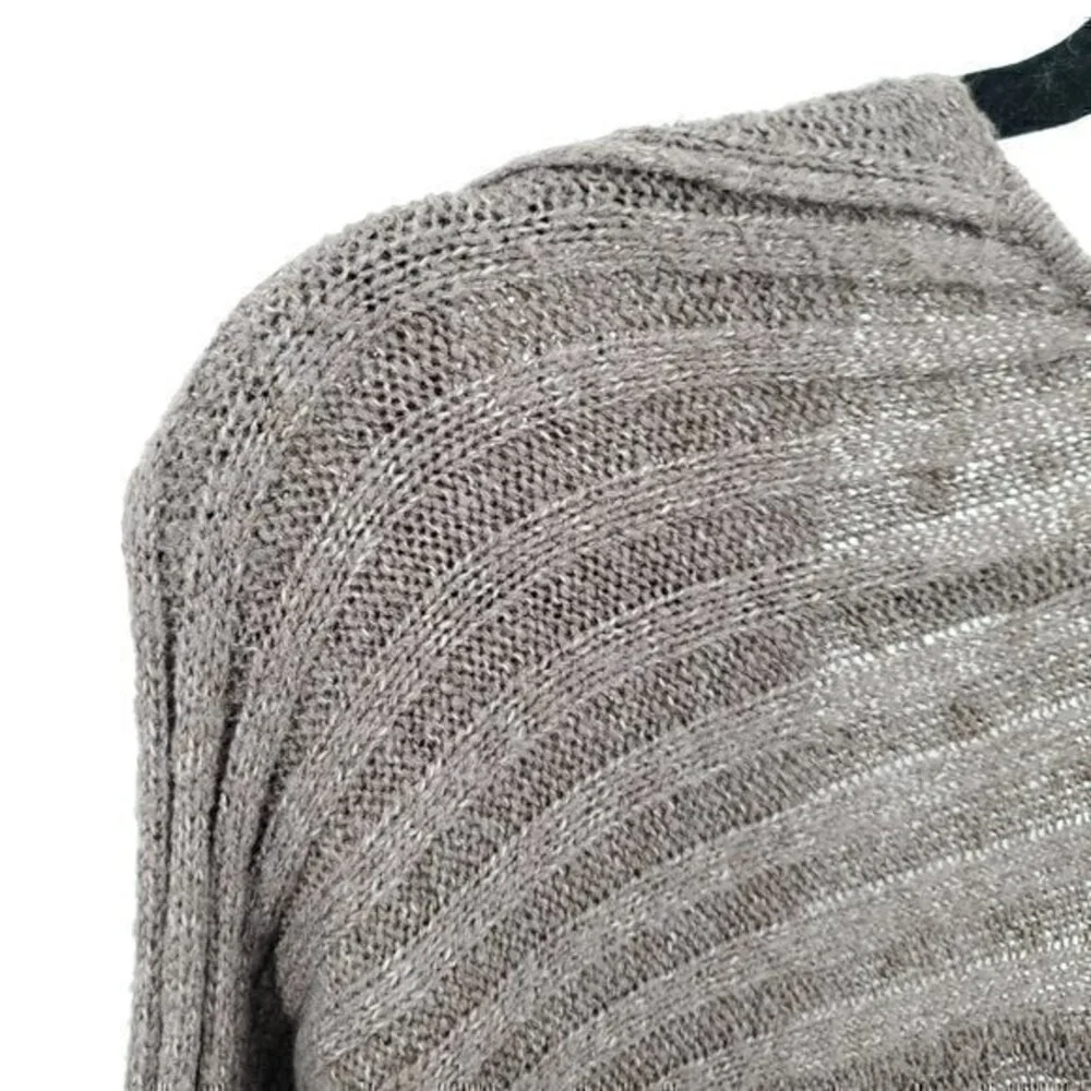 *Repair* Free People Oversized Ribbed Knit Open Cardigan S Blackberry Heather